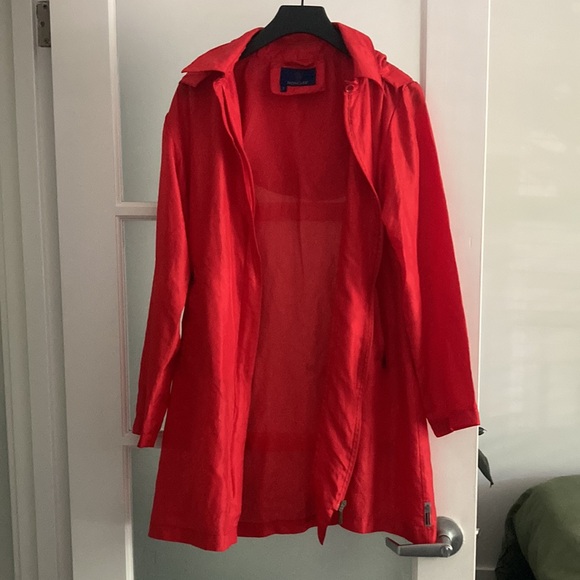 MONCLER vintage red silk long windbreaker - Picture 11 of 13